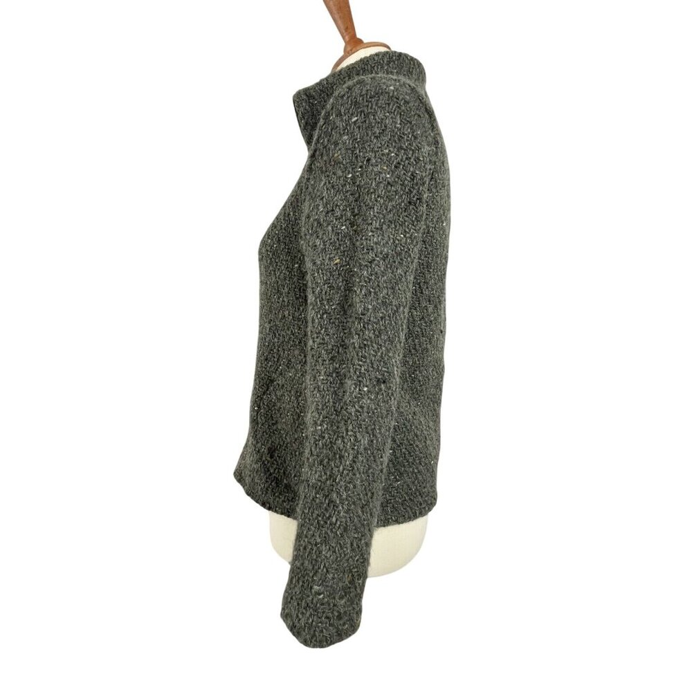Branigan Weavers Sz S 100% Wool Full Zip Cardigan Ireland Green Pockets - Picture 2 of 11
